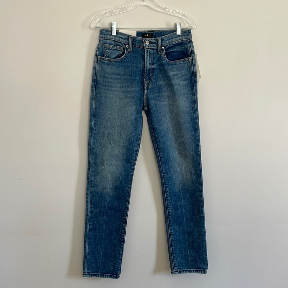 NWT 7 For All Mankind Tapered Straight Leg Peggi Jeans Size 28